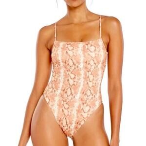 Vitamin A Swim Sand Snake Print Jenna High Leg One Piece  Sz XS NWT